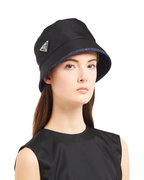 prada hat woman|Prada denim bucket hat.